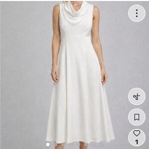 Donna Karan Sleeveless Cream Midi Dress